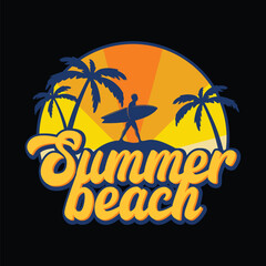 Fototapeta na wymiar vector summer beach for t shirt design