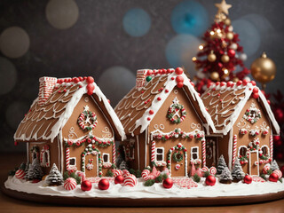 Festive Gingerbread House with Christmas Decorations and Delicious Confectionery