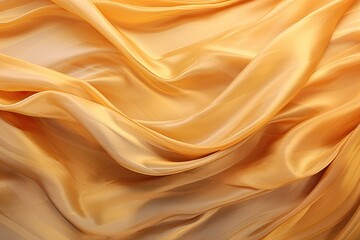 Golden Waves: Silk Fabric Weaving a Luxurious Abstract Tale - Captivating Digital Image - obrazy, fototapety, plakaty
