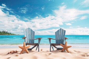 Fototapeta premium Vacation Vibes: Holiday Summer Beach Background for a Perfect Getaway