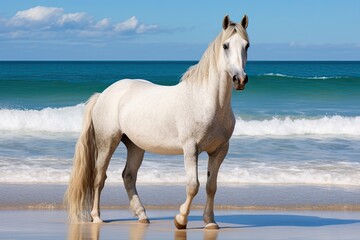 Horse On Beach: Captivating Beach Scene Featuring a Stunning Equine