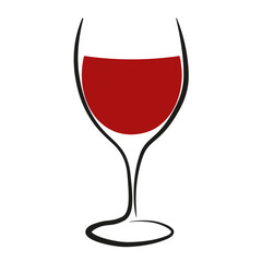 Red wine goblet flat design. Vector illustration logo icon  