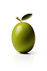 Olive on white background. Closeup, macro shot. Ai generative