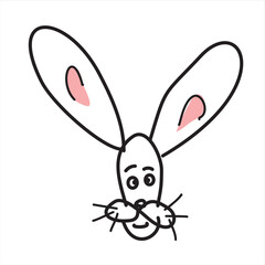 Fairytale rabbit with pink ears. Vector, eps