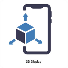 3D Display and virtual reality icon concept