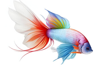 Marine life. Super beautiful colorful betta fish. full color Siamese fighting fish, Betta on isolated white background.
