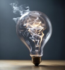 A light bulb with smoke coming out