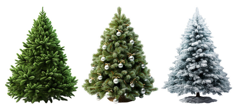 Collection of Christmas tree ornaments, decorations for celebration, isolated on transparent background, generative ai
