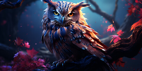 Close up of owl Highly detailed digital painting and atmospheric lighting Owl wallpapers that are for your iPhone and iPad.AI Generative