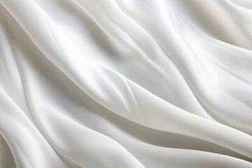Satin Streams: Close-Up of Pure White Fabric Creating Soft Waves - Captivating Image
