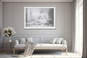 Silver Symphony: Panoramic View of White Gray Satin Silk - Stunning Digital Image
