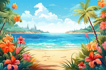 Summer Holiday Beach Background: Tropical and Refreshing - Vibrant Scenery for Your Vacation Dreams