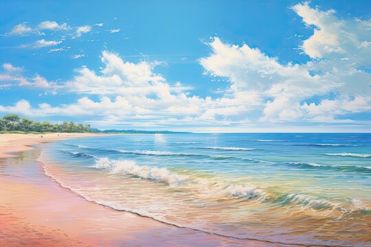 Panoramic Beach Landscape View: Stunning Summer Beach Image that Captures the Beauty of the Seashore
