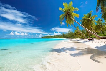 Tropical Paradise Beach with White Sand and Coco Palms - Your Dream Travel Destination