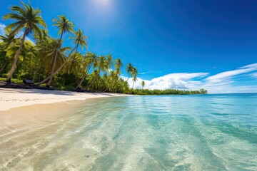 Tropical Paradise Beach: White Sand, Coco Palms, and Serene Bliss