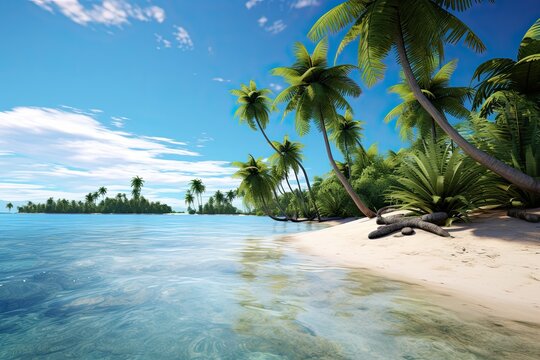 Tropical Paradise Beach: White Sand, Coco Palms - A Picture Perfect Escape © Michael