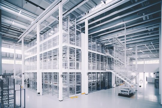 warehouse industry box storage logistic distribution industrial shelf factory business cargo good storehouse indoor package shipping store stock transportation delivery rack pallet generative ai