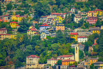 Fototapeta premium View of the beautiful architecture and Lake Como in Italy
