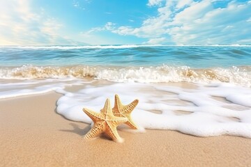 Wave of the Sea on the Sand Beach: Tropical Holiday Beach Banner Image