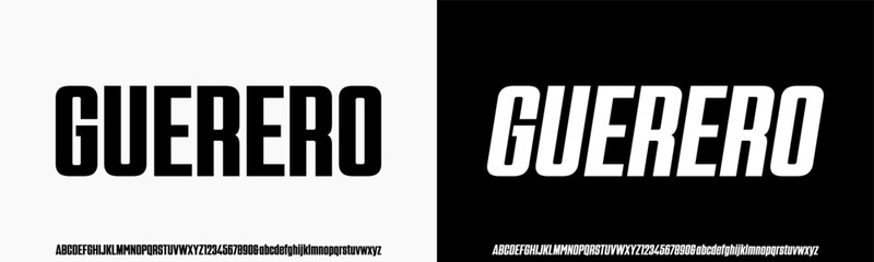 Modern Font. Alphabet Upper case Lower case Number and Ampersand Typography urban style condensed fonts for fashion, sport, technology, digital, music, movie, logo design, vector illustration