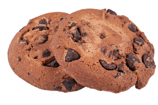 Chocolate chip cookie, isolated on white background. Sweet biscuits. Sweet dessert. File contains clipping path.