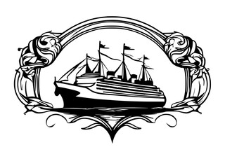 ship logo design illustration