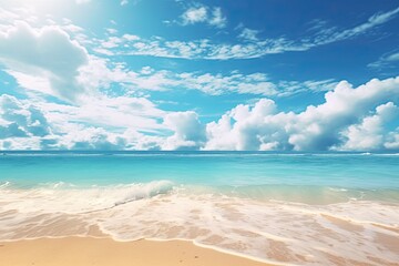 Summer Beach Scene: Wide Panorama Beach Background Concept for Stunning Coastal Imagery