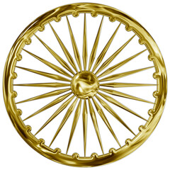 Ashoka chakra, India, golden metallic style illustration, national symbol of the asian people and state of india - obrazy, fototapety, plakaty