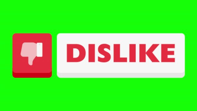 2D Animation of Dislike Button On green Screen Background