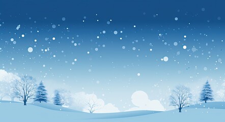 a blue snow flies over christmas, in the style of flat,  backgrounds