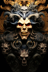 Whispers from Beyond: An Abstract Poster Illustration Embodying the Sinister Forms of a Demon, Skull, or Ghost - Generative AI