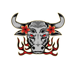 Wild Bull with flower and fire