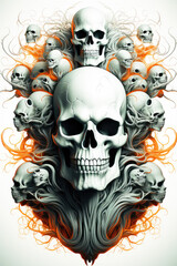 Whispers from Beyond: An Abstract Poster Illustration Embodying the Sinister Forms of a Demon, Skull, or Ghost - Generative AI