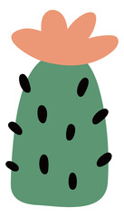 Blooming cactus. Cute succulent with flower on top