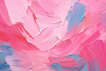 Raspberry pink abstract oil paint strokes on canvas
