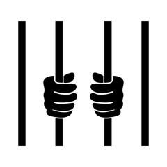 Prison Behind Bar Hands Silhouette Vector Illustration