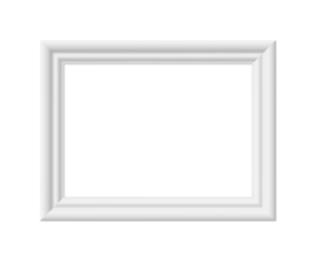 White picture frame. Minimalistic detailed photo realistic frame. Png clipart isolated on transparent background