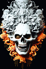 Whispers from Beyond: An Abstract Poster Illustration Embodying the Sinister Forms of a Demon, Skull, or Ghost - Generative AI