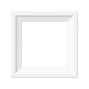 White picture frame. Minimalistic detailed photo realistic frame. Png clipart isolated on transparent background