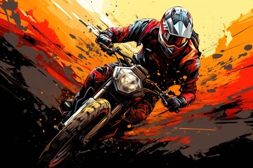 Biker on motorbike illustration