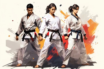 taekwondo martial art illustration - obrazy, fototapety, plakaty