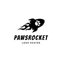 Paws Logo Vector With Flying Rocket Combination