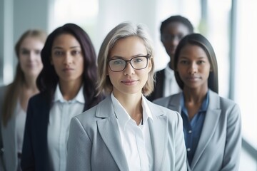 Fototapeta premium business team businesswoman meeting office teamwork happy portrait together education cheerful colleague group generative ai
