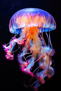 Beautiful Jellyfish on Black Background