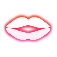 Silhouette of red glowing lips
