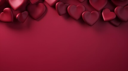 Romantic background with hearts for Valentine's Day with an empty copy space.