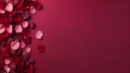 Background with rose petals for Valentine's Day, copy space. - obrazy, fototapety, plakaty