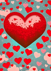 Love Burst: Valentine's Day Card with Big Red Heart and Copyspace