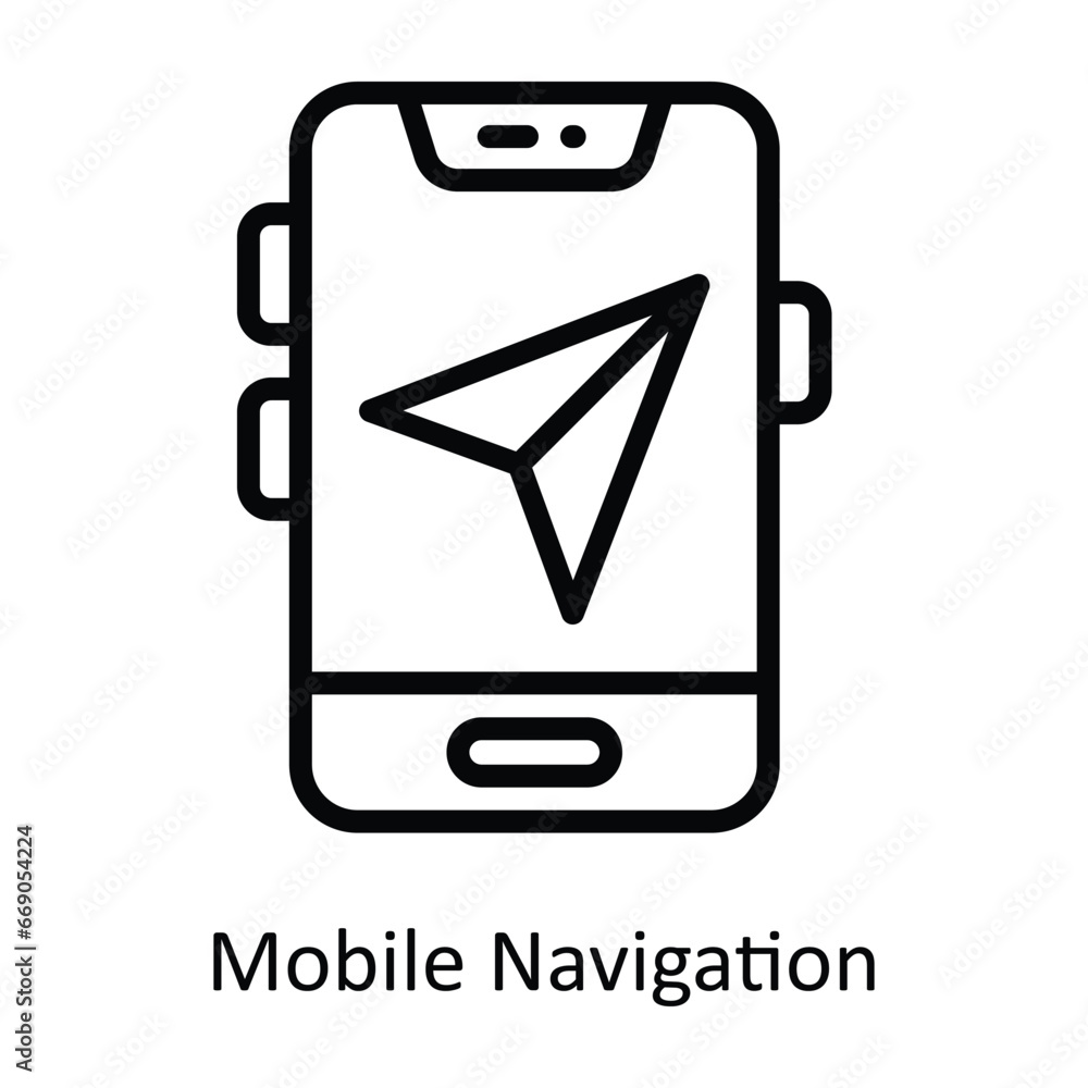 Poster mobile navigation vector outline design illustration. symbol on white background eps 10 file