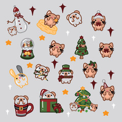 set of cartoon santa